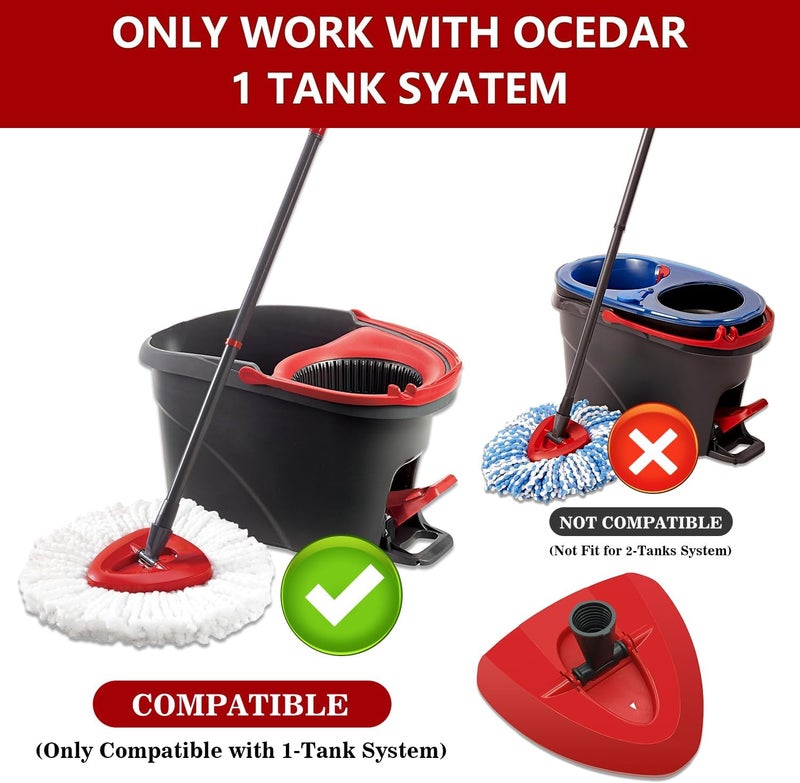 JIUMEE Easywring 1-Tank System,Mop Replacement Heads for O-Ceda Mop Replace Head, Spin Mop Heads Replacements, Microfiber Spin Mop Refills, Easy Cleaning Mop Head Replacement (Red Mop Base 1pcs) - Image 2